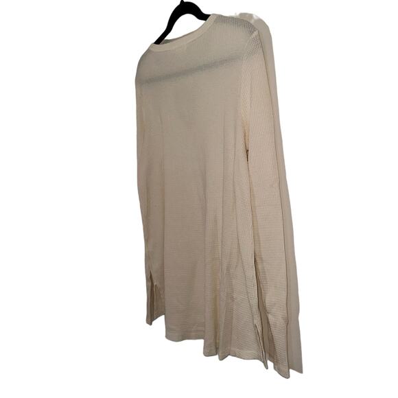 NWT t.la Long Sleeve Waffle Knit Thermal Keyhole Size Small Cream Anthropologie - Picture 6 of 6